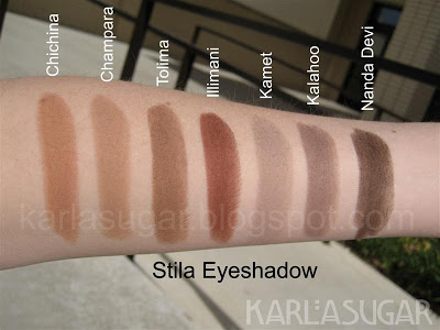 Stila, swatches, Chichina, Champara, Tolima, Illimani, Kamet, Kalahoo, Nanda Devi