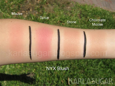 Mauve, Spice, Stone, Chocolate Moose, Chocolate Mousse, NYX, blush, swatches