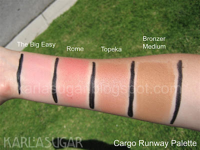 Cargo, Runway, palette, blush, Big Easy, Rome, Topeka, bronzer, medium