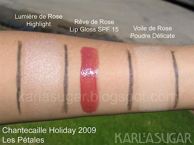 Chantecaille, holiday, 2009, Les Petales, Reve de Rose, Voile de Rose, Lumiere de Rose, swatches
