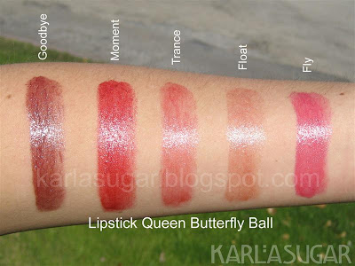 Lipstick Queen, Butterfly Ball, lipstick, swatches, Goodbye, Moment, Trance, Float, Fly