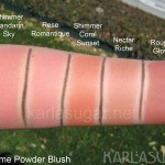 Lancome, Blush Subtil, swatches, Shimmer Mandarin Sky, Rose Romantique, Shimmer Coral Sunset, Nectar Riche, Rouge Glow