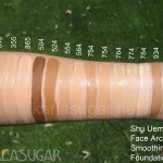 Shu Uemura, Face Architect, Smoothing, Fluid, foundation, swatches