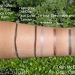 Trish McEvoy, swatches, Capri collection, Highlight All Over Face Color, Capri, London, 24 hour eyeshadow, Aquamarine, Topaz, Crystal Grey, Crystal Gray