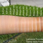 Lancome, Teinte Idole Fresh Wear, swatches, Buff 2W, 4C, 5C, 6W, Bisque 0W, 2C, 3N, 4W, 6W, 7N, 9W, Suede 0N, 1N, 2W