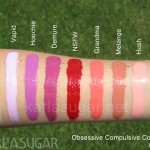 Obsessive Compulsive Cosmetics, OCC, Lip Tar, swatches, Complex, Vapid, Hoochie, Demure, NSFW, Grandma, Melange, Hush, Petty Beige, KarlaSugar, Karla Sugar