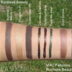 MAC, Fabulous Felines, Burmese Beauty, swatches, Prized, Skintone 2, Showstopper, Desires and Devices, Defiantly Feline, Treat Me Nice, Gold Stroke, Antique Green, Superslick, liquid liner, pigments, KarlaSugar, Karla Sugar