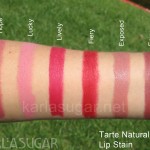 Tarte, Natural Matte Lip Stain, lipstain, swatches, Hope, Lucky, Lively, Fiery, Exposed, Envy, KarlaSugar, Karla Sugar