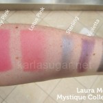 Laura Mercier, Mystique, swatches, City Pink, Lotus Pink, Sterling, Violetta