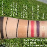 MAC, Venomous Villains, Dr. Facilier, swatches, Slick Black, French Quarter, Truth and Light, Cajun, Brash and Bold, Push the Edge, Melon, Resort Life, KarlaSugar, Karla Sugar