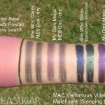 MAC, Venomous Villains, Maleficent, Sleeping Beauty, swatches, Briar Rose, She Who Dares, My Dark Magic, mineralize eyeshadow, MES, KarlaSugar, Karla Sugar
