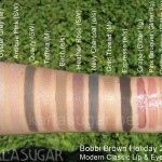 Bobbi Brown, holiday, 2010, Modern Classic Lip and Eye palette, swatches, Ivory, Oyster Grey, Antique Pink, Quarry, Taffeta, Birch, Heather Rose, Navy Charcoal, Gold Thread, Espresso, Grape, Pink Bouquet, Golden Topaz, Paisley Rose, KarlaSugar, Karla Sugar