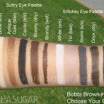 Bobbi Brown, holiday, 2010, Choose Your Glam, swatches, Sultry Eye Palette, Smokey Eye Palette, Bone, Antique Gold, Caviar, Brandy, White, Tin, Storm, Onyx, KarlaSugar, Karla Sugar