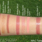 MAC, Tartan Tale, holiday, 2010, swatches, Lip Bags, Dazzle the Lads, Vain and Glorious, Baron's Rose, Moth to Flame, Draw Me Close, Mellow Mood, Baby Sparks, In Synch, Viva Glam V, VGV, KarlaSugar, Karla Sugar