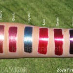 Zoya, Fire and Ice, swatches, Tiffany, Gloria, Crystal, Lisa, Sarah, Valerie