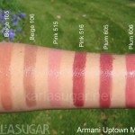 Armani, Uptown Mauves, swatches, Beige 105, Beige 106, Pink 515, Pink 516, Plum 605, Plum 606, KarlaSugar, Karla Sugar