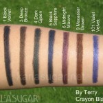 By Terry, swatches, Crayon Blackstar, eyeliner, Black Velvet, Deep Bronze, Dark Green, Black Sapphire, Midnight Mauve, Macassar Brown, Violet Velvet, KarlaSugar, Karla Sugar