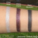 Lancome, Ombre Magnetique, swatches, Urban Silver, Cherry Cherie, Black Macadam, KarlaSugar, Karla Sugar