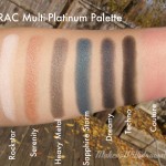 Lorac, Multi Platinum Palette, swatches, Rockstar, Serenity, Heavy Metal, Sapphire Storm, Dreamy, Techno, Couture