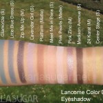 Lancome, Color Design, 2010, swatches, All Made Up, Glamorize, Little Blue Dress, Zip Me Up, Lavender Girl, Platform, Meet Me in Paris, Pink Pearls, Pink Zinc, Madison Avenue, 24 Karat, Center Stage, Splurge, KarlaSugar, Karla Sugar