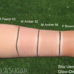 Shu Uemura, Glow On, blush, swatches, M Peach 43, M Amber 82, M Amber 86, P Brown 76, KarlaSugar, Karla Sugar