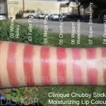 Clinique, Chubby Stick, swatches, Richer Raisin, Whole Lotta Honey, Fuller Fig, Mega Melon, Chunky Cherry, Woppin' Watermelon, Super Strawberry, Graped-Up, KarlaSugar, Karla Sugar