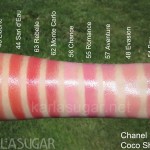 Chanel, Rouge Coco Shine, swatches, Liberte, Sari d'Eau, Rebelle, Monte Carlo, Chance, Romance, Aventure, Evasion, Boy, KarlaSugar, Karla Sugar