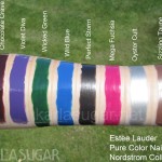 Estee Lauder, Pure Color Nail Lacquer, swatches, Nordstrom, Chocolate Crave, Violet Diva, Wicked Green, Wild Blue, Perfect Storm, Mega Fuchsia, Oyster Cult, Sizzling Taupe, KarlaSugar, Karla Sugar