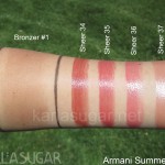 Armani, summer 2011, bronze mania, swatches, Bronzer 1, Sheer 34, Sheer 35, Sheer 36, Sheer 37, KarlaSugar, Karla Sugar