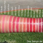 Dior, Serum de Rouge, swatches, 470 Pearly Pink, 510 Nude, 560 Radiant Pink, 640 Soft Pink, 650 Peach, 660 Garnet, 670 Pink Diva, 710 Beige, 730 Coral, 760 Raspberry, 840 Crimson, 850 Red, 860 Violet, 870 Ruby, 880 Plum, 910 Mocha, KarlaSugar, Karla Sugar