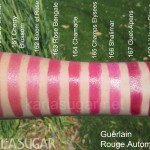 Guerlain, Rouge Automatique, swatches, Les Roses, 160 Bal de Mai, 161 Cherry Blossom, 162 Bloom of Rose, 163 Rose Bengale, 164 Chamade, 165 Champs Elysees, 166 Shalimar, 167 Guet-Apens, 168 L'Heure Bleue, KarlaSugar, Karla Sugar