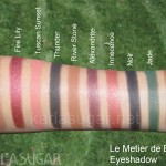 Le Metier de Beaute, eyeshadow, swatches, Jojo, Fire Lily, Tuscan Sunset, Thunder, River Stone, Alexandrite, Innocence, Noir, Jade, Goldstone, KarlaSugar, Karla Sugar