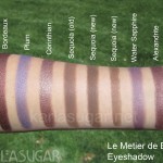 Le Metier de Beaute, eyeshadow, swatches, Bordeaux, Plum, Corinthian, Sequoia, Water Sapphire, Alexandrite, KarlaSugar, Karla Sugar