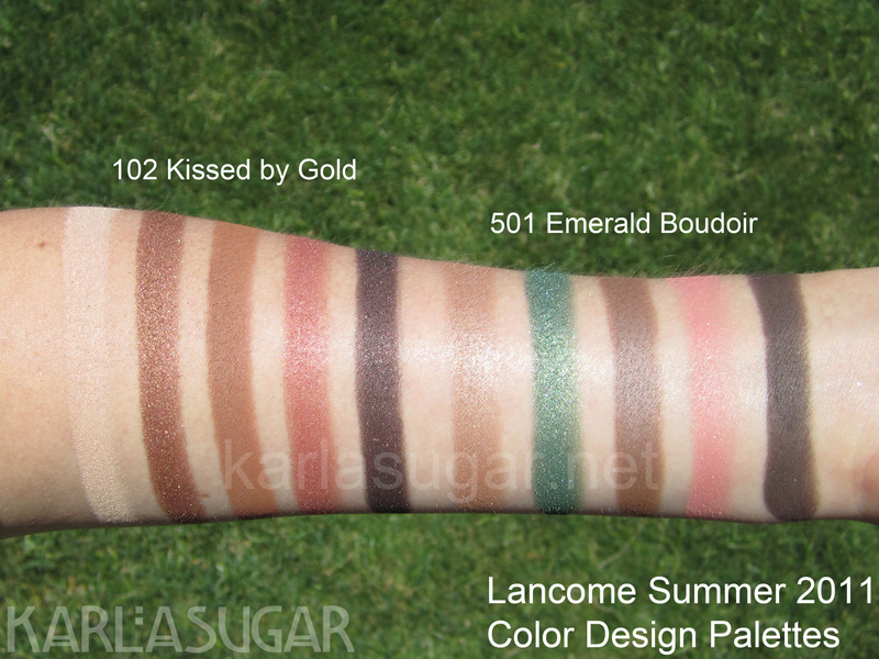 Lancome, Color Design Palette, swatches, Kissed by Gold, Emerald Boudoir, KarlaSugar, Karla Sugar