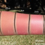 Michael Todd, Shimmer  Blush, swatches, Olivia, Ava, Zora, KarlaSugar, Karla Sugar