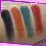 NARS, eyeshadow, swatches, China Blue, California, Tropic, Grenadines