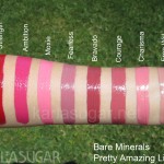 Bare Minerals, Pretty Amazing Lipcolor, swatches, Strength, Ambition, Moxie, Fearless, Bravado, Courage, Charisma, Free Will, Karla Sugar, KarlaSugar