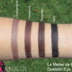 Le Metier de Beaute, LMdB, Dualistic Eye Pencil, swatches, Champagne, Tamarack, Sequoia, Noir, KarlaSugar, Karla Sugar