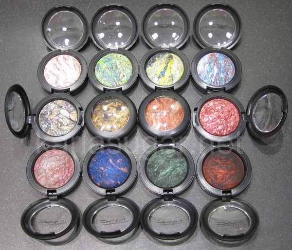 MAC, Semi Precious, Mineralize Eyeshadow, Mineral Mode, Unsurpassable, Jade's Fortune, Hint of Sapphire, Clarity, Golden Gaze, Faux Gold, Quartz Fusion, Rare Find, Blue Sheen, Dark Indulgence, Smoked Ruby, KarlaSugar, Karla Sugar