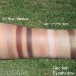 Guerlain, eyeshadow quad, swatches, 441 Brun Mordore, 481 Bronze Dore, KarlaSugar, Karla Sugar