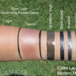 Estee Lauder, Modern Mercury, swatches, fall 2011, Pure Color Illuminating Powder Gelee, Black Quartz, Graphite, Silver Zinc, Metallic Sage, KarlaSugar, Karla Sugar