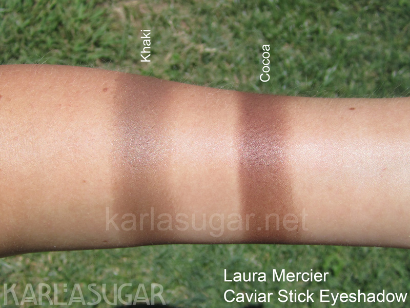 Laura Mercier, Caviar Stick Eyeshadow, swatches, Khaki, Cocoa, KarlaSugar, Karla Sugar