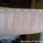 Maybelline, Fit Me, 110, 115, 120, 125, 130, 135, swatches, foundation