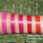 Urban Decay, Super Saturated High Gloss Lip Color, swatches, Crush, Big Bang, Adrenaline, F-Bomb, Punch Drunk, KarlaSugar, Karla Sugar