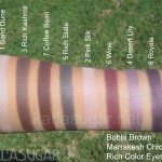 Bobbi Brown, Marrakesh Chic, Rich Color Eyeshadow, swatches, Sand Dune, Rich Kashmir, Coffee Bean, Rich Slate, Pink Silk, Wine, Desert Lily, Royale, KarlaSugar, Karla Sugar