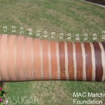 MAC, Matchmaster foundation, swatches, 1.0, 1.5, 2.0, 3.0, 4.0, 5.0, 6.0, 7.0, 7.5, 8.0, 8.5, 9.0, 9.5, 10.0, KarlaSugar, Karla Sugar