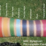 MAC, Styledriven, Pro Longwear Eyeshadow, swatches, Hot Paprika, Sunny Outlook, Fresh Flare, Thru the Night, Weathered, Plush, Tease with Ease, KarlaSugar, Karla Sugar
