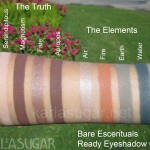 Bare Escentuals, Ready, eyeshadow, swatches, quad, Truth, Elements, Serendipitous, Magnetism, Fate, Apropos, Air, Fire, Earth, Water, KarlaSugar, Karla Sugar