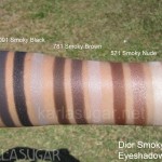 Dior, smoky eyeshadow trios, swatches, 091 Smoky Black, 781 Smoky Brown, 571 Smoky Nude, KarlaSugar, Karla Sugar