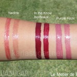 Le Metier de Beaute, LMdB, swatches, Nadine, In the Know Bordeaux, Purple Haze, KarlaSugar, Karla Sugar